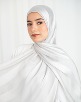 Chiffon Satin Line Scarf - Grey